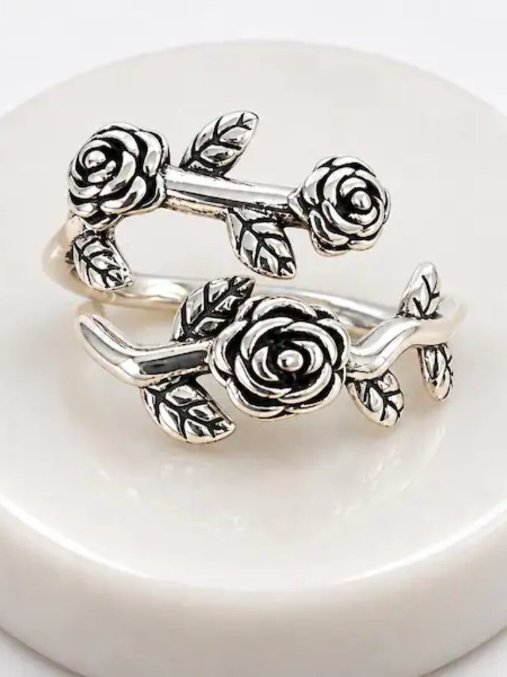 925 Sterling Silver Ring With Roses